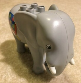 Lego Duplo Gray Elephant Animal Figure 5" Long White Tusks My First Circus 10504