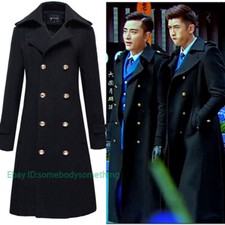 Men's Military Wool Blend Winter Jackets Double Breasted Warm Long Trench Coats