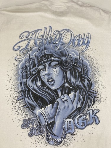 DGK 247 365 All Day Graffiti Graphic T-shirt Men Large White Short Sleeve - Picture 2 of 9