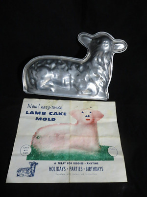 Blue Ribbon Bakeware Aluminum Lamb Cake Mold & Recipe