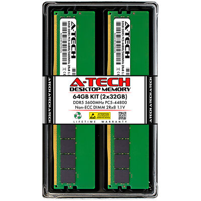 A-Tech 64GB 2x 32GB DDR5 5600 MHz Desktop DIMM PC5-44800 288-Pin