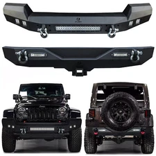 Vijay For 2007-2018 Jeep Wrangler JK/JKU Steel Front/Rear Bumper W/Lights&D-Ring