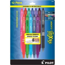 Pilot Assorted Gel Pen Frixion Clicker Snap Closure Erasable, Pack of 12 16949