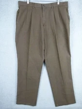 Dockers Mens 36x32 Brown Pleated Classic Fit Pants w/ Individual Fit Waistband