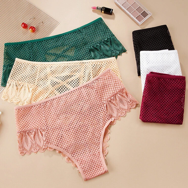 3PCS/LOT Womens Sexy See Through Panties Underwear Lace Sheer Lingeries Briefs - Image 2 of 4