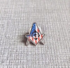 Freemason Square and Compas USA Flag Lapel Pin Freemasonry
