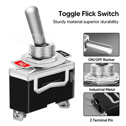 5pcs 12 Volt Toggle Flick Switch Waterproof ON/OFF Car Dash Light Metal Boot - Picture 2 of 11