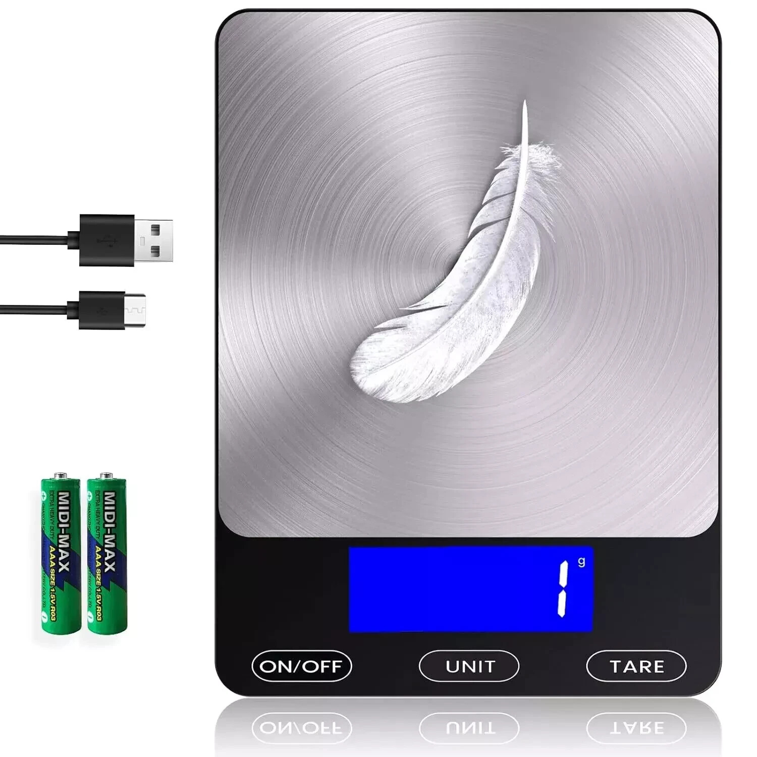 Food Scale -33lb Digital Kitchen Scale for Food Ounces Grams Rechargeable 304-image