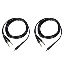 2-Pack 6 ft  3.5mm Male Stereo Cables to Dual 1/4 inch TS Mono Y-Splitter Cable