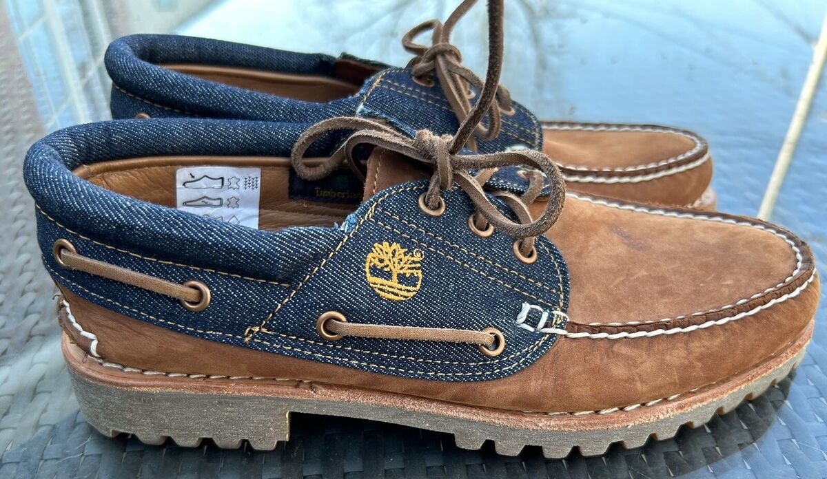 Timberland Authentics 3 Eye White Oak Denim Selvedge Boat Timberland Authentics 3 Eye White Oak Denim Selvedge Boat