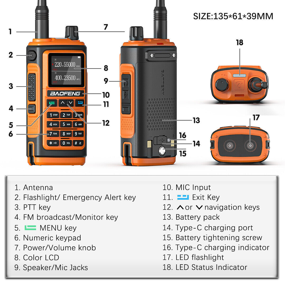 Baofeng UV-17 Pro L Walkie Talkies Two Way Radio Tri-Band NOAA & Extra batteries