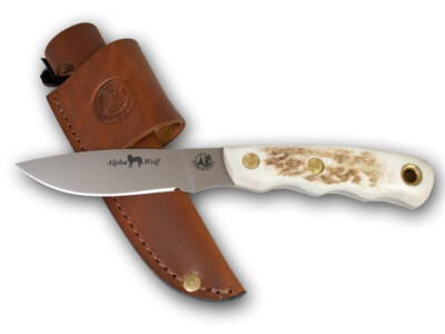 Knives of Alaska Knife Alpha Wolf Stag Hunting Skinning D2 Sheath Fixed 00327fg