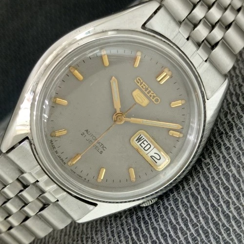 GENUINE VINTAGE SEIKO 5 AUTOMATIC JAPAN MENS TRANSPARENT BACK WATCH a2553-U
