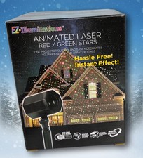 EZ-Illuminations Animated Laser Red Green Stars Holiday Projector Show NEW 