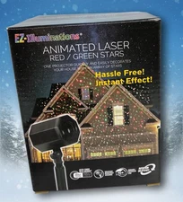 EZ-Illuminations Animated Laser Red Green Stars Holiday Projector Show NEW # 