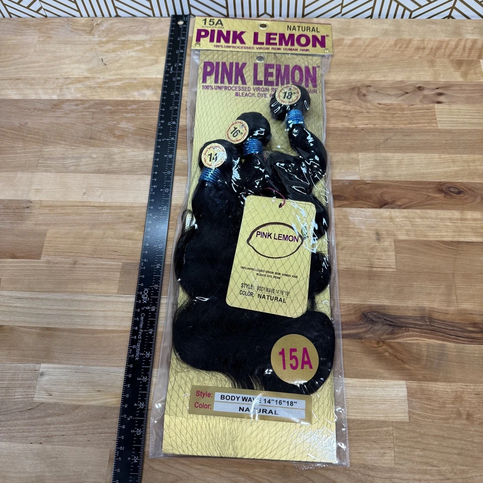 PAQUETES DE CABELLO HUMANO ROSA LIMÓN 15A 14” 16” 18” Onda corporal (natural) vergin remi Foto 2 de 4