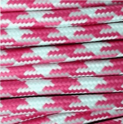 Textile cable, fabric cable, star pink white 2 core 2 x 0.75 mm² round (by the metre)