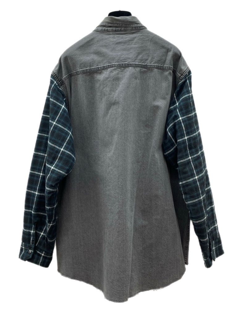 Balenciaga Layered Check Denim Shirt 38 Cotton Used AB 19SS From Japan thumbnail 4
