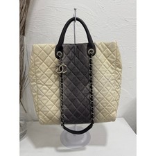 Chanel Large Shiva Shopping Tote Ombre Quilted Caviar Leather Beige/Grey