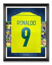 RONALDO NAZARIO SIGNED & FRAMED BRAZIL 1998 HOME SHIRT (ACG CERT)