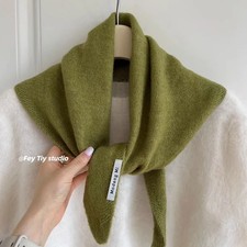 Pure Wool Knitted Triangle Scarf Women Multifunctional Warm Fashion Neck Warter