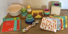 Lovevery Toy Lot: Tissues, Basket, Stacking Stones, Book, Play Guides, Cups