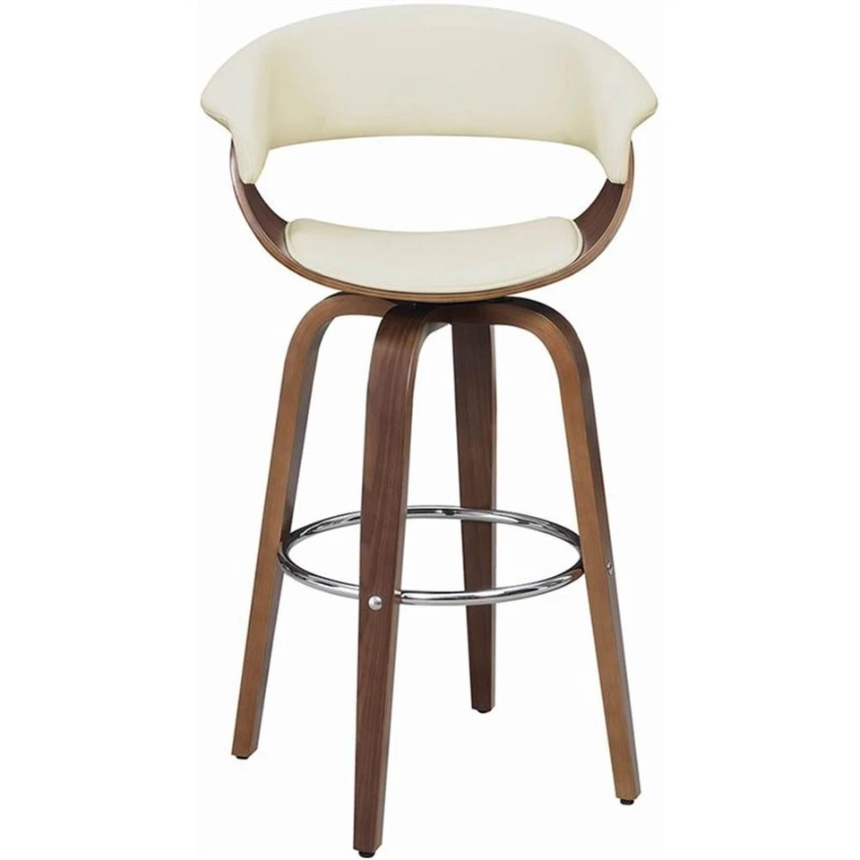 Banqueta giratória de couro sintético estofada contemporânea Coaster em creme - Imagem 3 de 4
