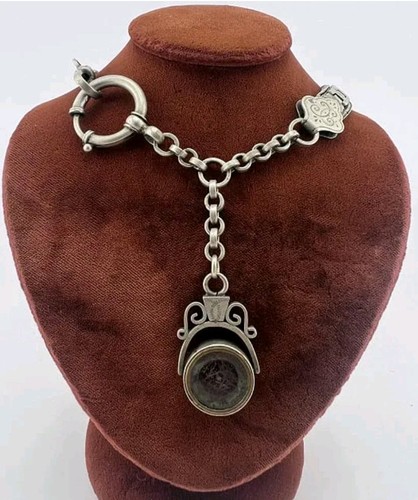 Antique Victorian Watch Chain Spinning Fob Chatalain Festoon Three Tier Design