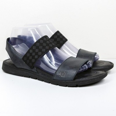BORN Parson Leather Strappy Sandals Elastic Strap Comfort Padded Black Sz 9