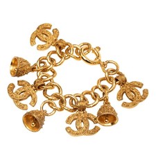 Chanel Coco Mark Bell Bracelet Women Gold One Size