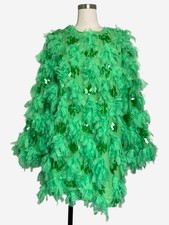 ASOS Edition NWT Green fringe mesh sequin long sleeve mini dress maximalist 8