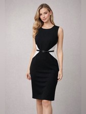 NWT Calvin Klein Sleek Black & White Sheath Dress with Waist Detail