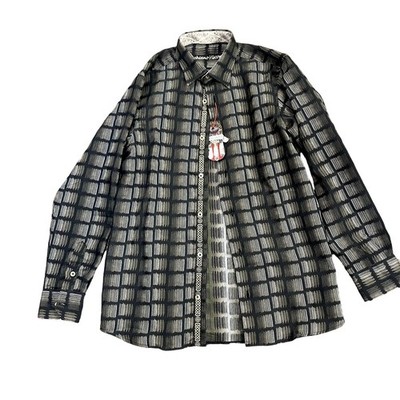 Luchiano Visconti Men's Black Vintage Lines Long Sleeve - 14