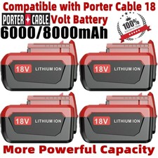 2/4Pack 18V 8.0Ah Lithium Battery for Porter Cable 18V PC18BLX PC18BL OR Charger