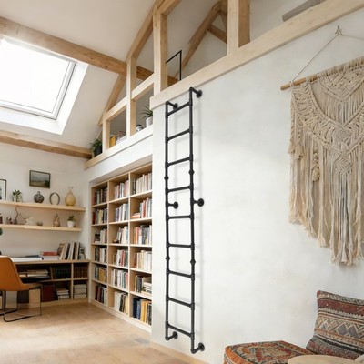 Heavy-Duty Wall-Mounted Stairs 9-Rung Step Ladder Basement Window Well Egress