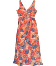 GUESS Womens O-Ring Chiffon Slit Maxi Sundress, orange, 12