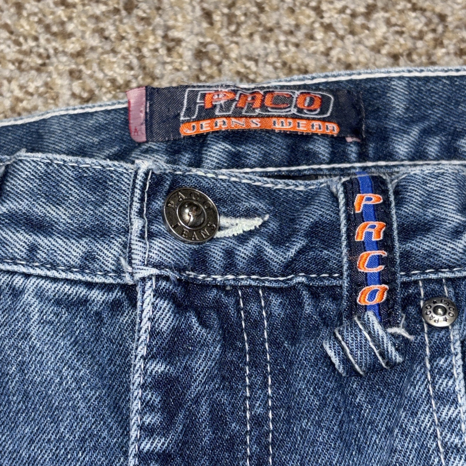 Vintage Y2K Paco Denim Wide Leg Skater Carpenter Jeans Boys Sz 12 Fits 26 X 26 - View 5