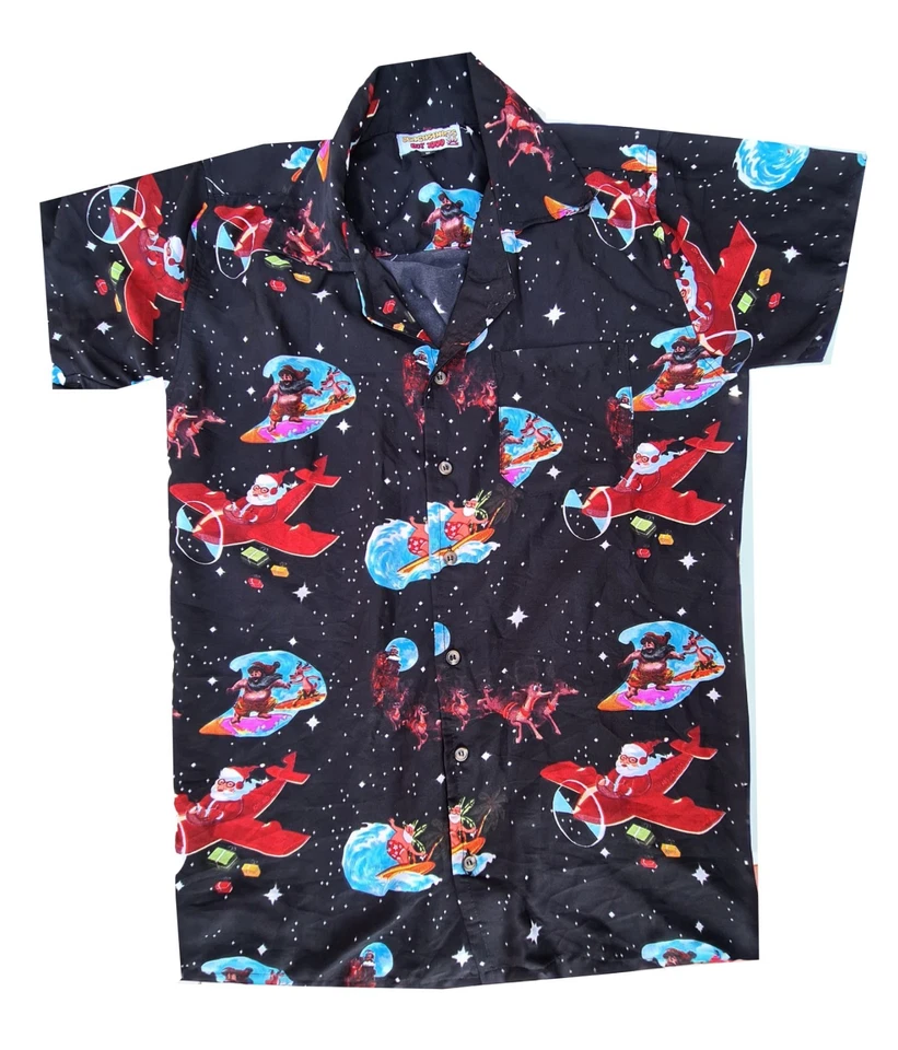 MENS CHRISTMAS SANTA XMAS HAWAIIAN T SHIRT GIFT HIM PARTY HOLIDAY S -5XL  — 第 3/4 张图片