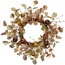 Northlight Ball Ornament Glittered Artificial Christmas Wreath - 24" - Gold and