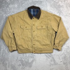 Vintage Tommy Hilfiger Canvas Jacket Utility Chore Men Large Brown Lined Stained