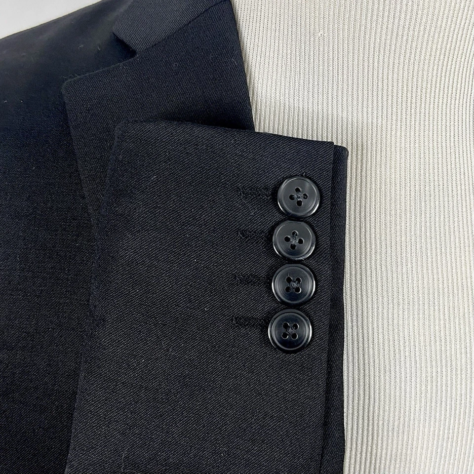Bar III 38L Suit 34x32 Flat Front 100% Wool Black Two Button Lined Double Vented - Image 4 of 4