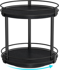 Lazy Susan Spice Rack, 2 Tier Rotating Spice Rack, Wood Lazy Susan Organizer for