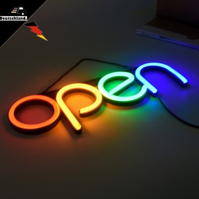 LED Leuchtschild OPEN geöffnet Reklame Leuchtschild Werbung Schild Display Deko