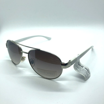 Nine West Women's Sunglasses Aviator Silver White Purple Gradient Tint NWT