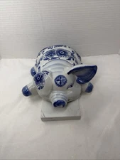 Centrum Porcelain Decorative Blue And White Large Pig.