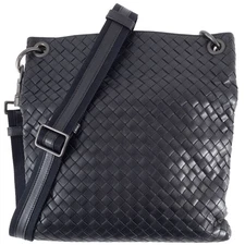 Bottega Veneta Intrecciato 172736 Leather Black Shoulder Bag Women Pre-owned