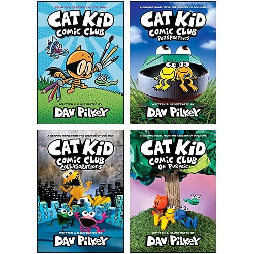 Cat Kid Comic Club Collection 4 Books By Dav Pilkey (Collaborations...) HB NEW