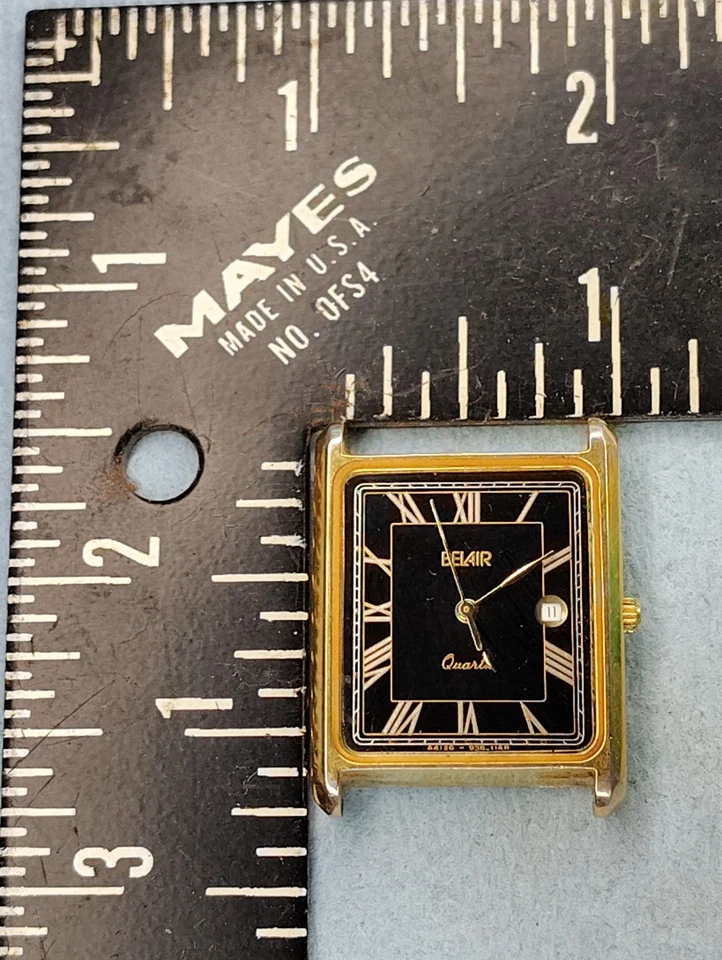 A73 Мужские работы Belair прямоугольник бак классический карнавальный лицо кварцевые часы лот - Изображение 3 из 3