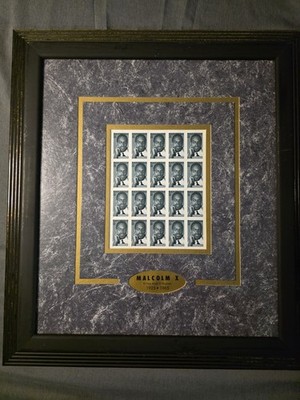 Malcolm x Framed Sheet of 20 Black Heritage Series US Stamps