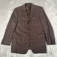 Canali Proposta Sport Coat Mens 42R 100 Silk Windowpane Plaid Blazer Made Italy